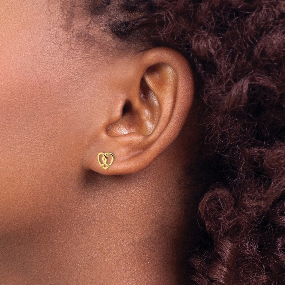 Shop Stylish 14K Gold Heart-Shaped Stud Earrings - Affordable Luxury Pair